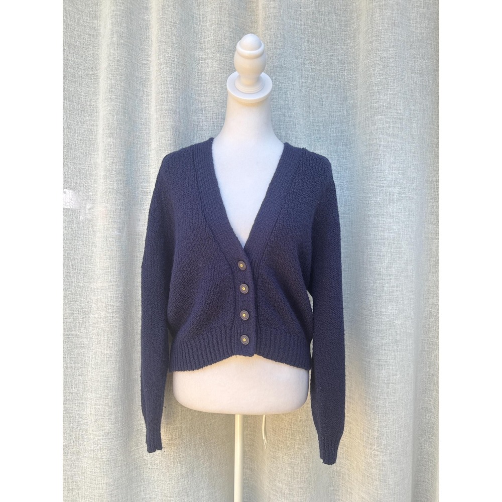1990 TOI button down navy blue grandpa style knit cardigan